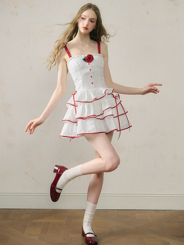 Sweet Girl Style Jacquard Suspender Dress