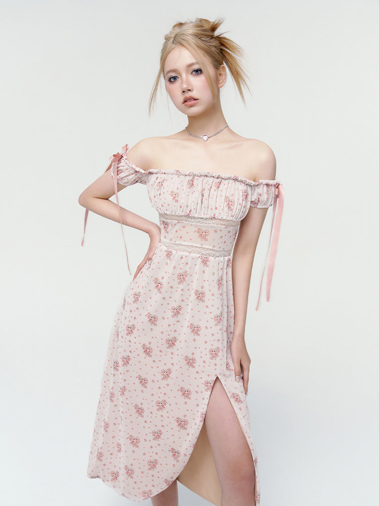 Flower Rabbit Off-shouler Feminine One-piece