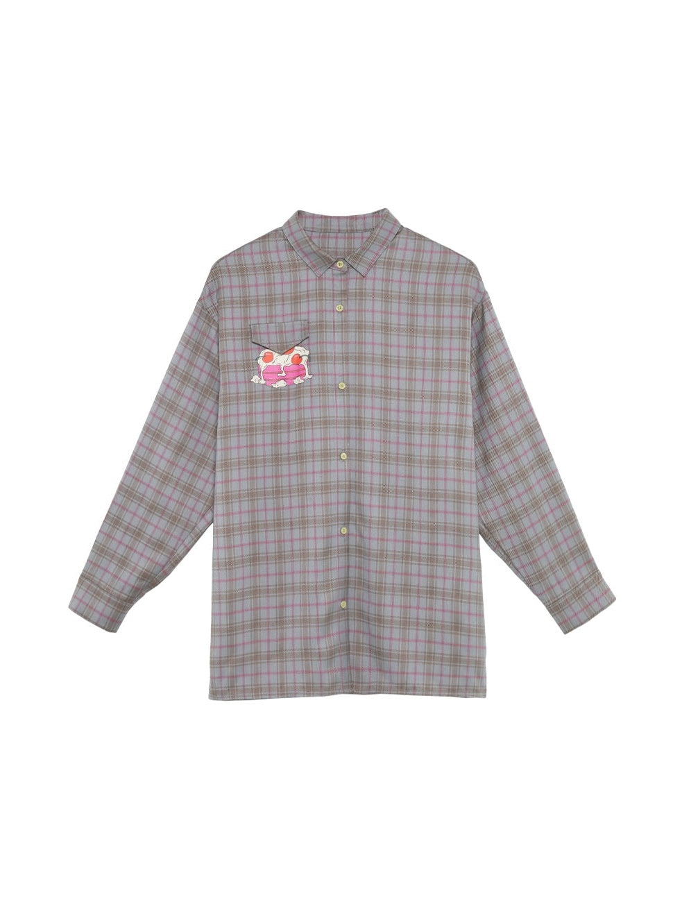 Cherry Cream Cake Print Plaid Loose Shirt