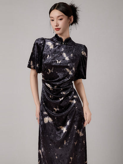 Butterfly Print Chinese Style Dress