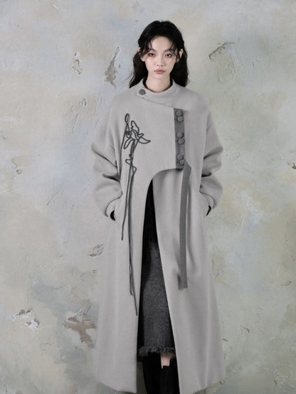 Chinese Style Asymmetry Mid-length Coat