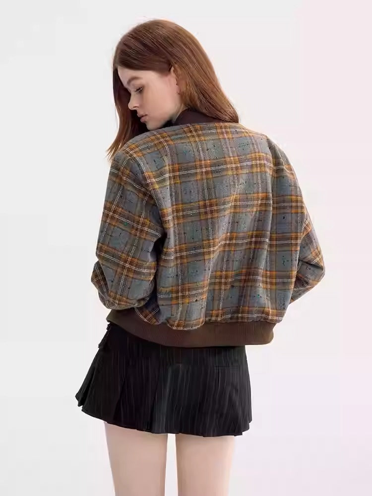 Checked Retro Short Logo Jacket Blouson