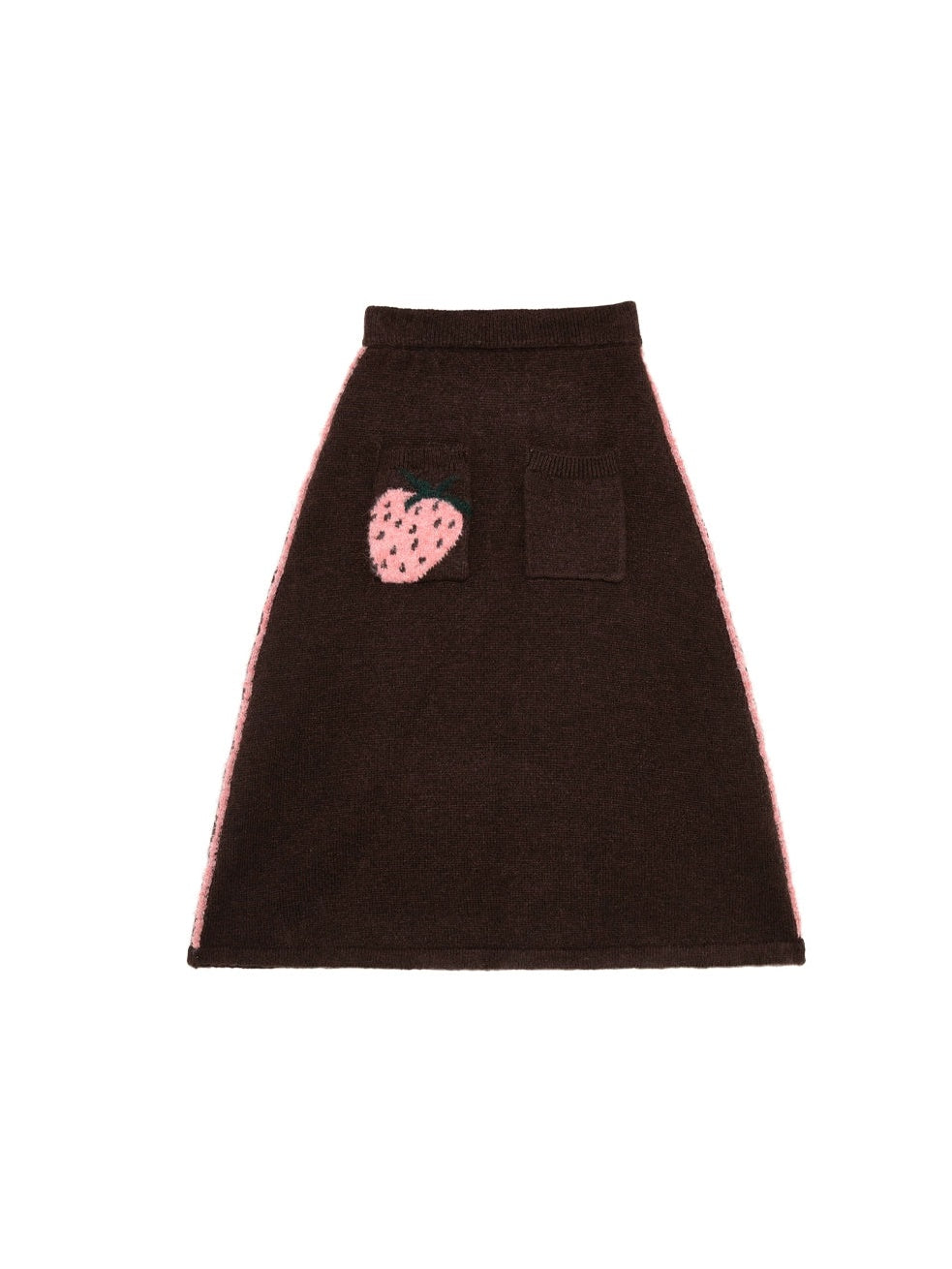 Strawberry Jacquard Half-open Collar Sweater &amp; Mid-length Knitted Skirt