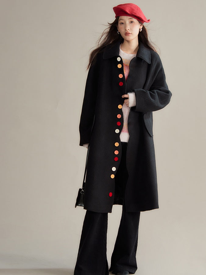 Candy Flocked Buckle Wave Cut Coat