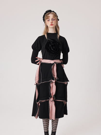 Three-dimensional Tailoring Rose Petal Skirt