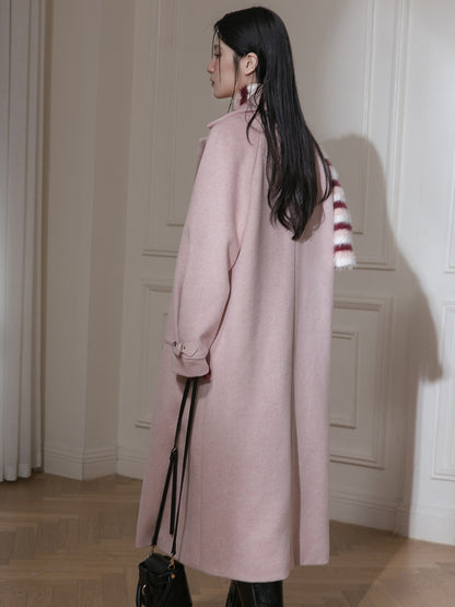 Removable Knitted Collar Long Coat