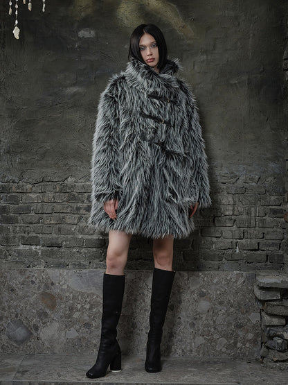 Back Embroidery Fur Coat