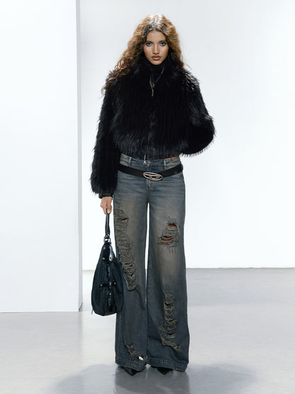 Eco-friendly Fur Cropped Jacket