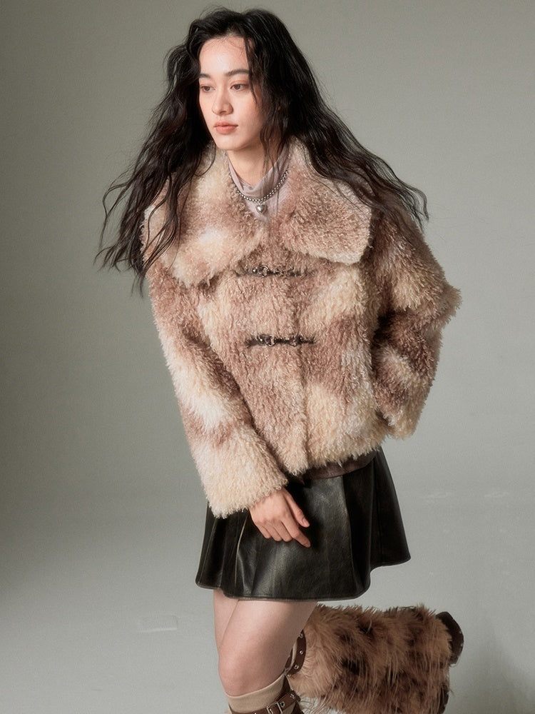 Marble Color Short Fur Jacket