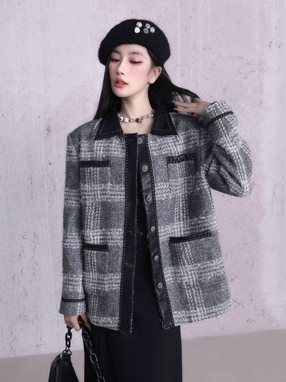 Elegancene Small Fragrance Plaid Jacket