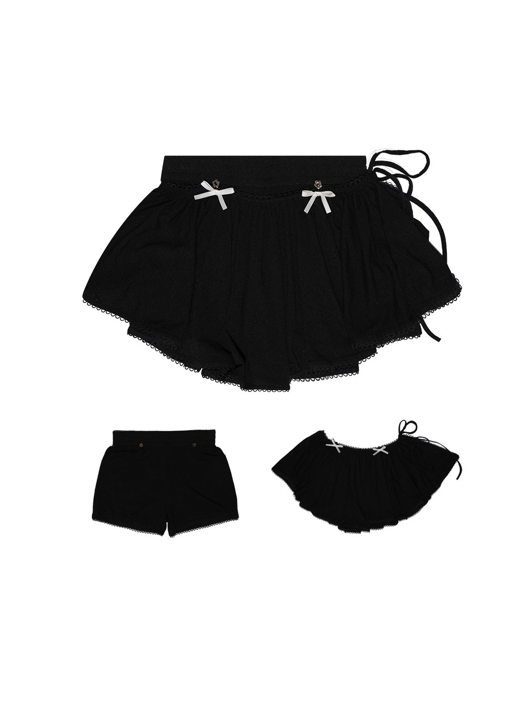 Gather Apron Short Skirt With Safety Pants