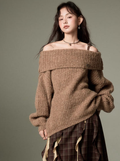 One-Shoulder-Riemen loser Pullover