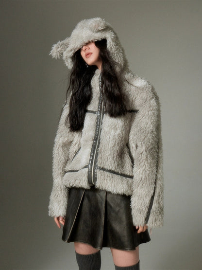 Rabbit Ears Eco-friendly Fur Jacket