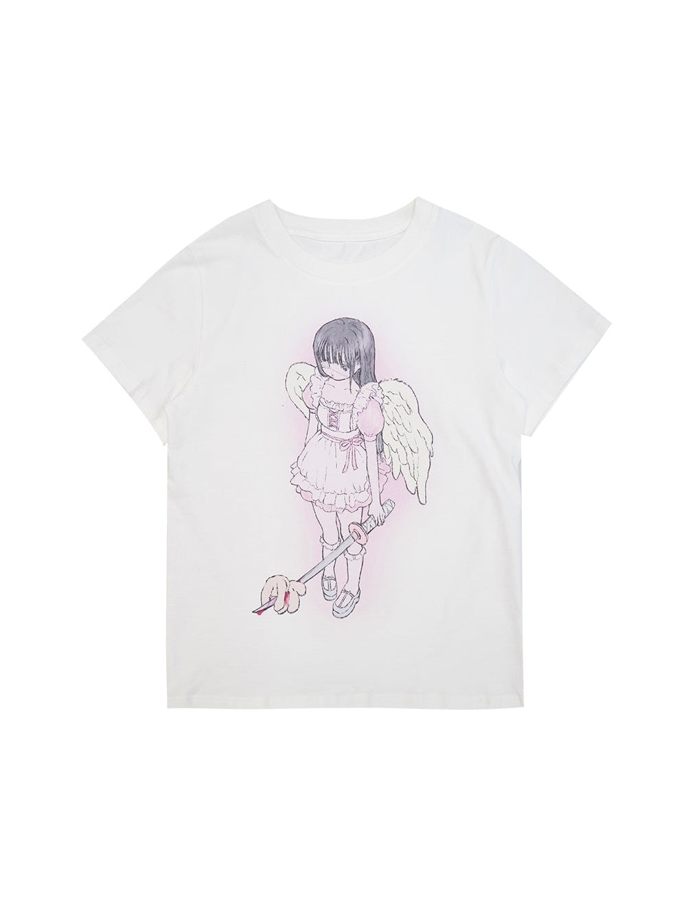 Girl Angel Print Loose T-Shirt