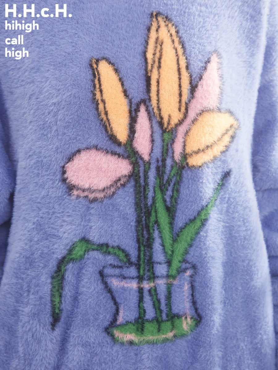 Tulips Jacquard Loose Pullover