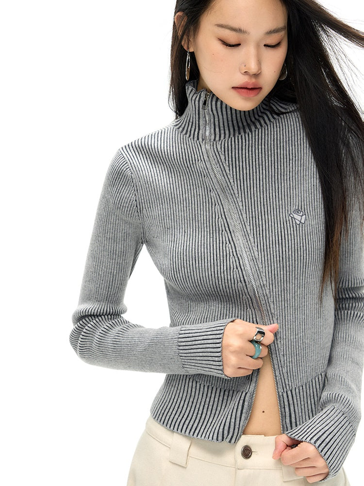 Cardigan tricot slim lavé en jean