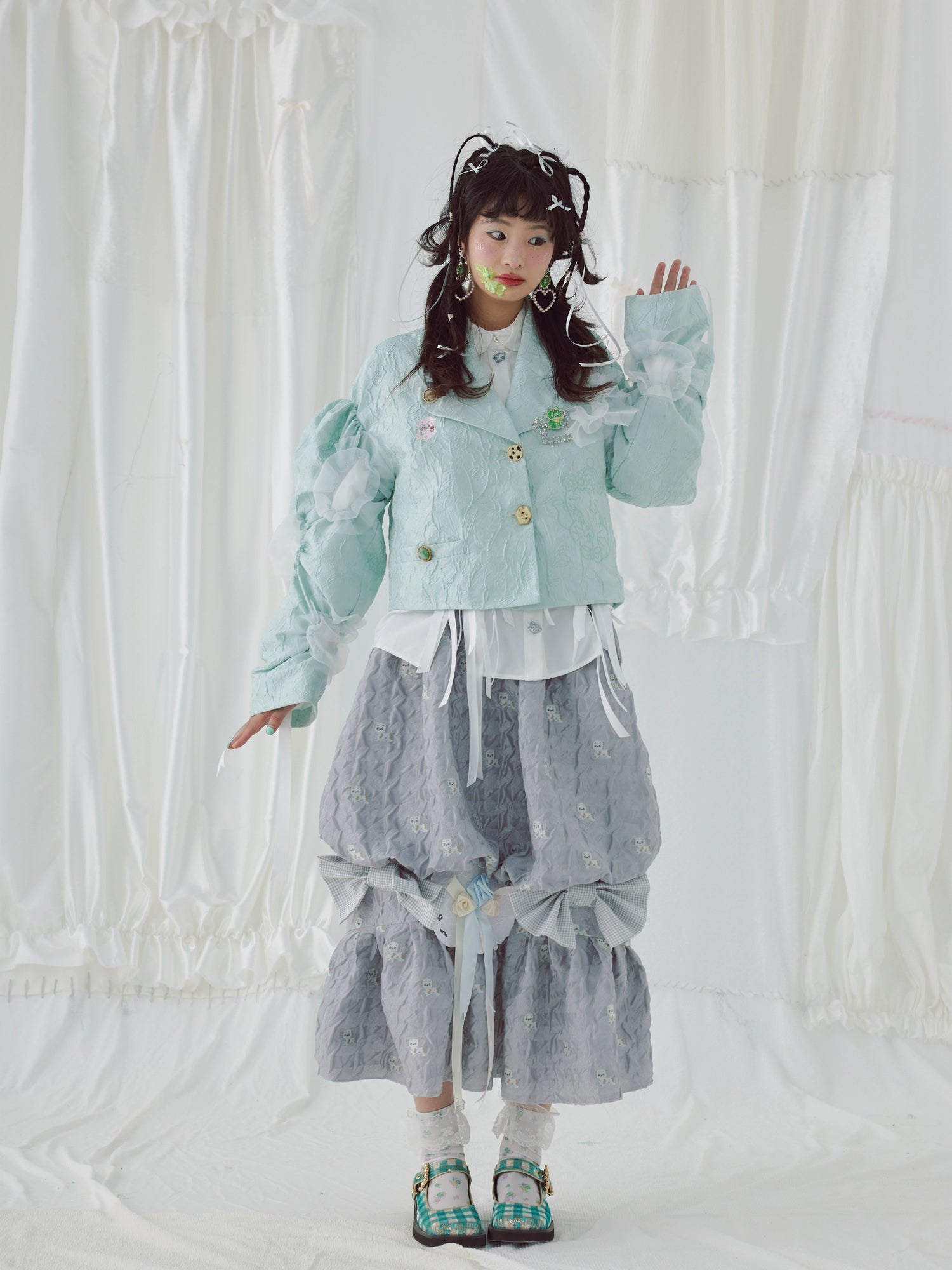 Sticked Jacquard Fabric Organza Kurzjacke