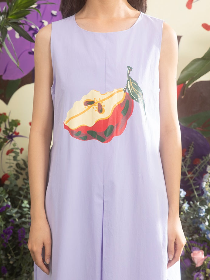 Oil Painting Apple Pattern Printing Sleeveless One-piece