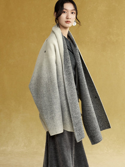 Large Scarf Mid-Length Gradient Double-sided Jacket