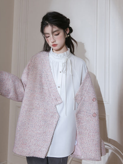 V-neck Chinese Style Drop Shoulder Jacket