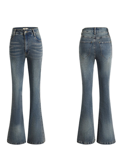 Slim Fit Elastic Flared Denim 바지