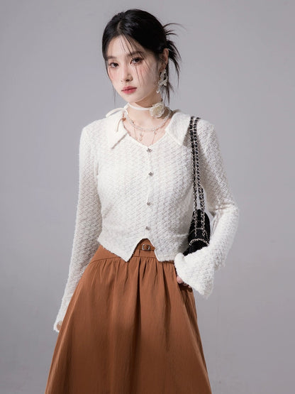 Feather Touch Hollow Knit Sweater