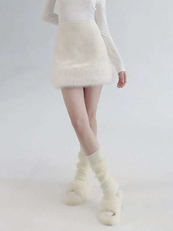 Fur Stitch A-Line Skirt