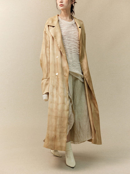 Tie-Dye Retro Ovresize Loose Nichi Classy Trench-Coat