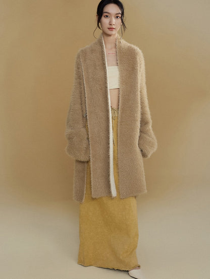 Velvet Imitation Mink Double-sided Knitted Cardigan