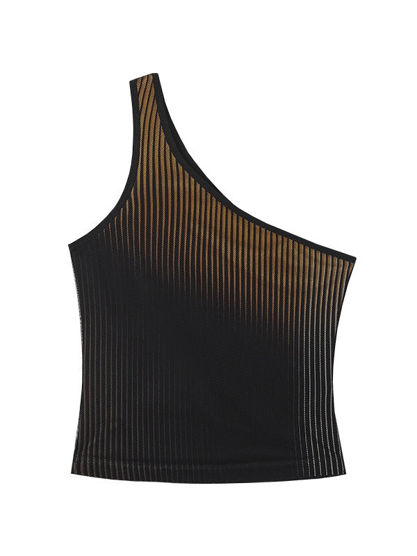 One-Shoulder Strap Mesh Top