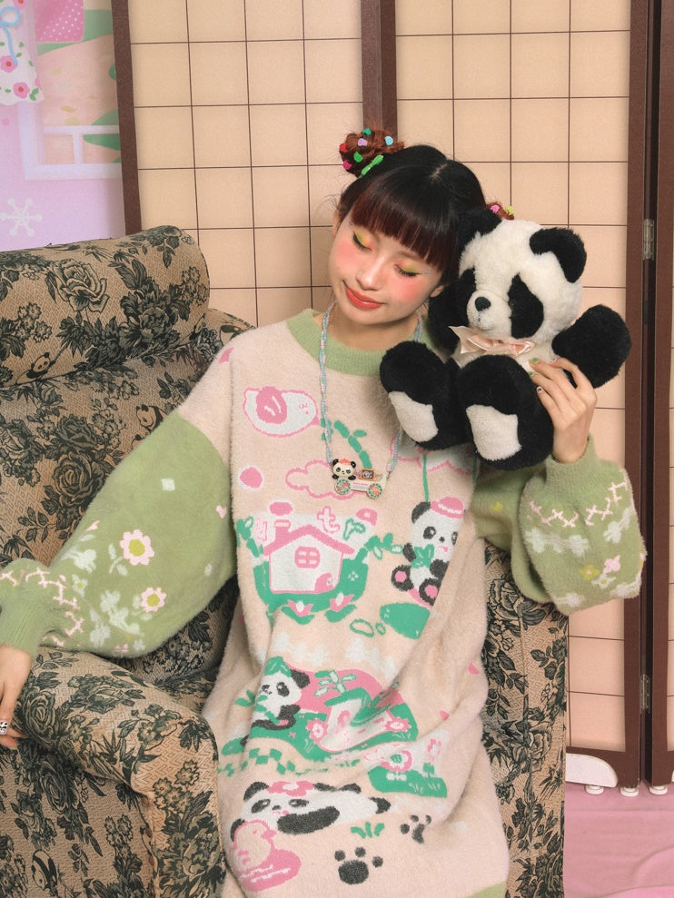 Panda Warm Knitted One-piece