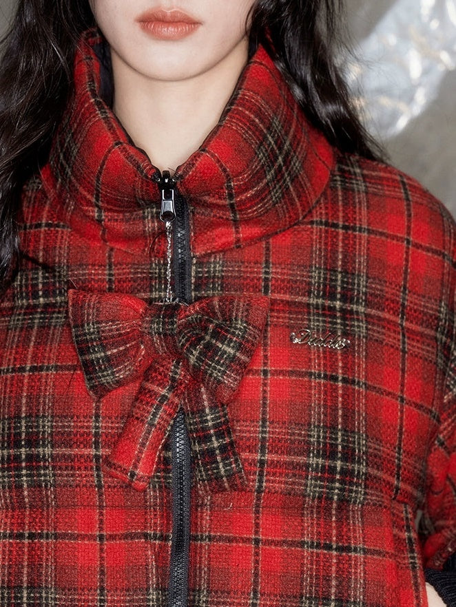 Veste courte réversible à plaid