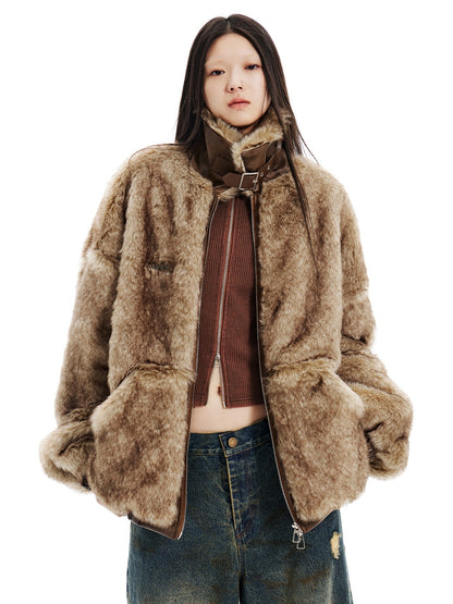 Loose Strap Eco-friendly Fur Plush Jacket