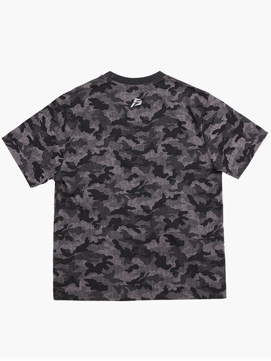 Camouflage Letter Print Washed T-shirt