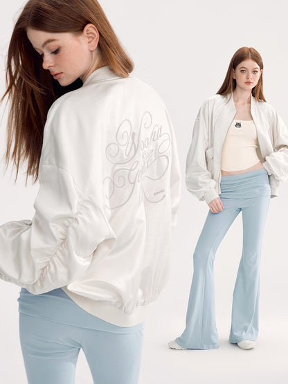 Satin Glossy Casual Stadium-Jumper Jacket