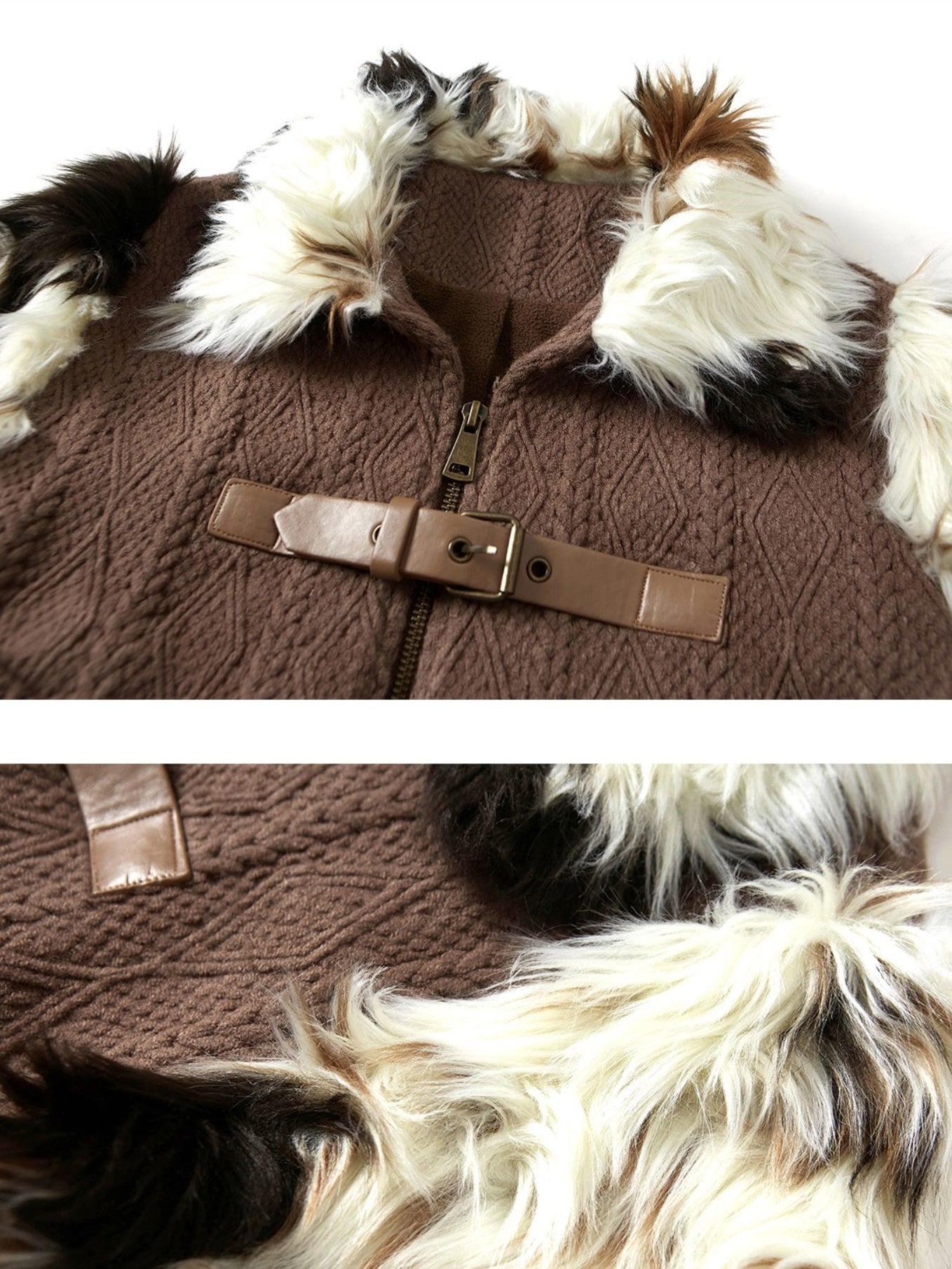 Knitted Fur Switching Jacket