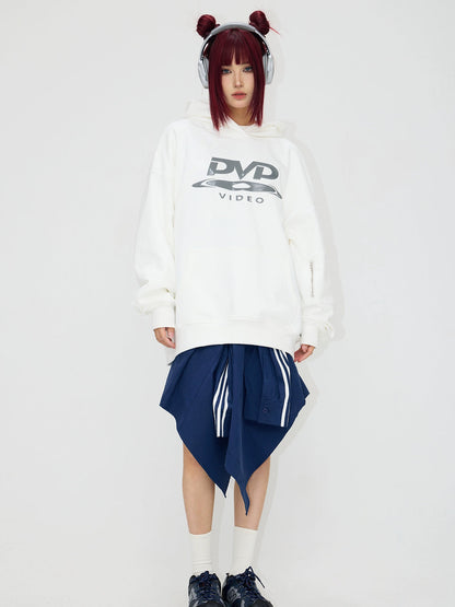 DVD Printed Hidden Zipper Hooded Sweat