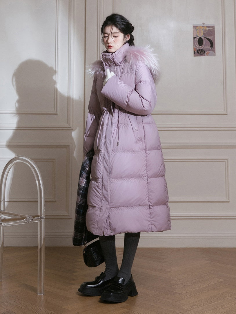 Diamond-shaped Pressed Long Down Jacket