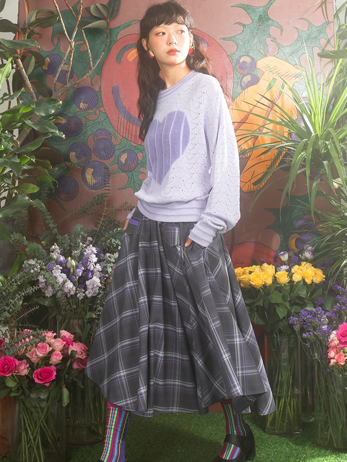 Plaid Irregular Hem A-line Mid-length Skirt