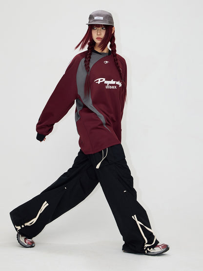 Contrast Color Splicing Long Sleeves Sweatshirt