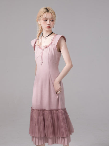 Layered PLEATED FLYING SLEEVE DRESS