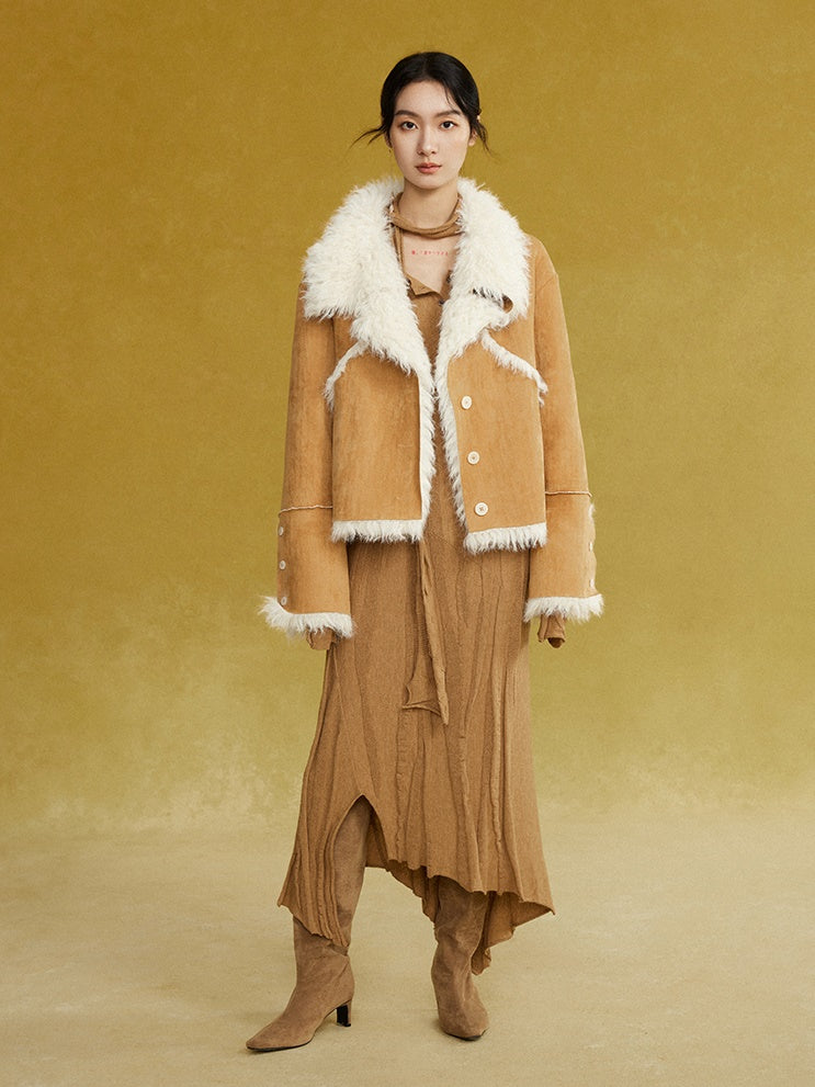 Split Lapel Short Fur Coat