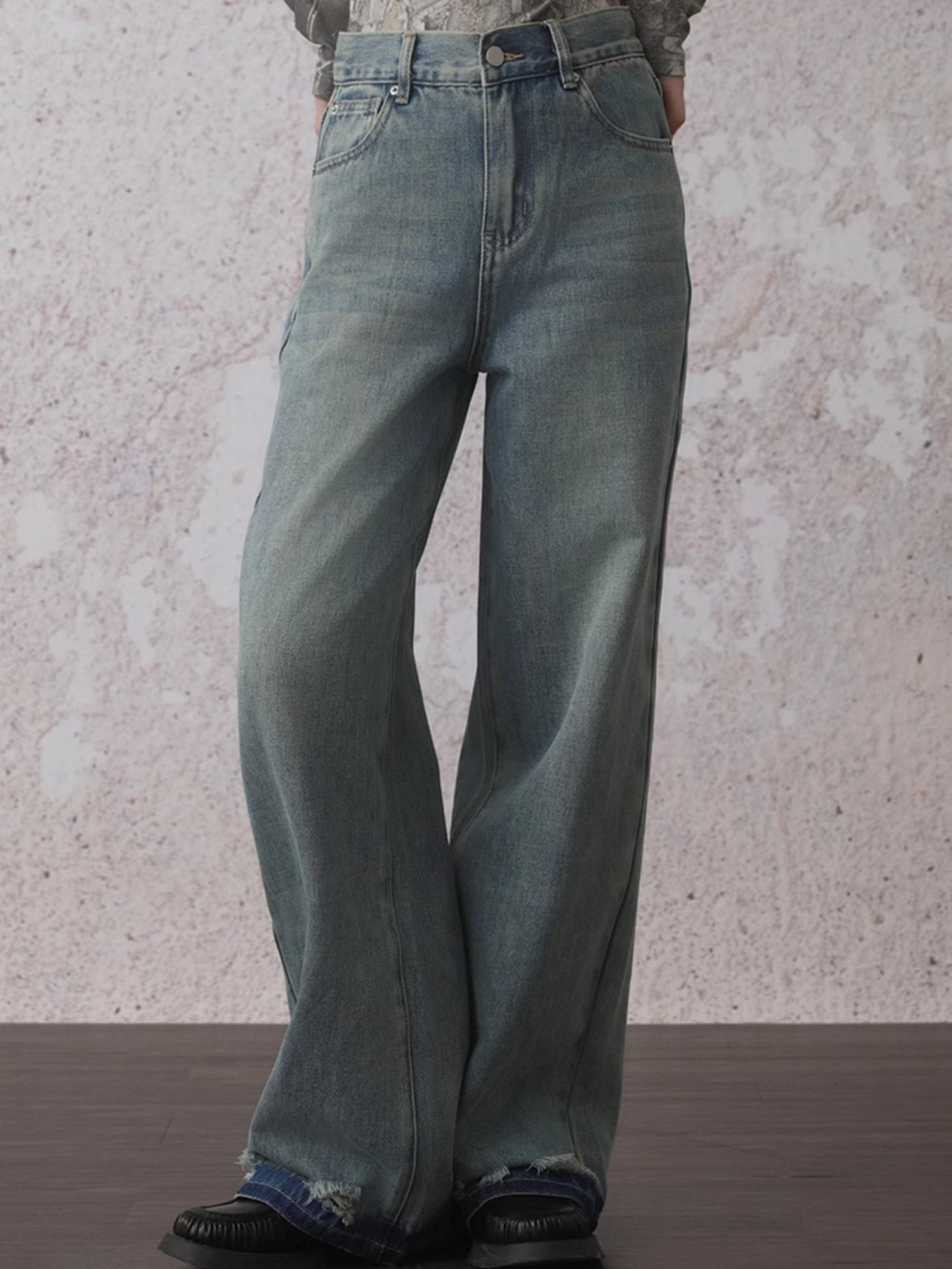 Gradient Washed Wide-Leg Denim