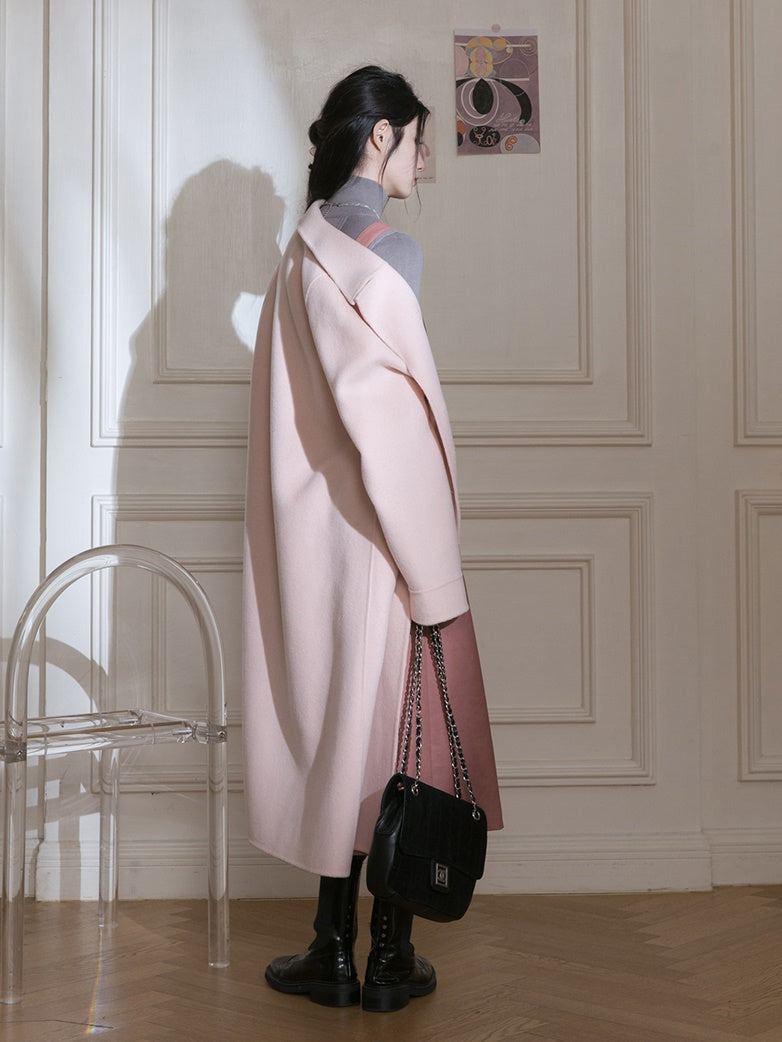 Double-breasted Woolen Long Coat