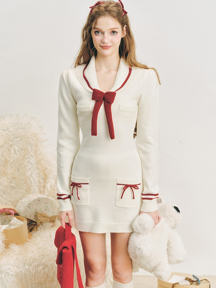 Slim Sailor Knit One-piece