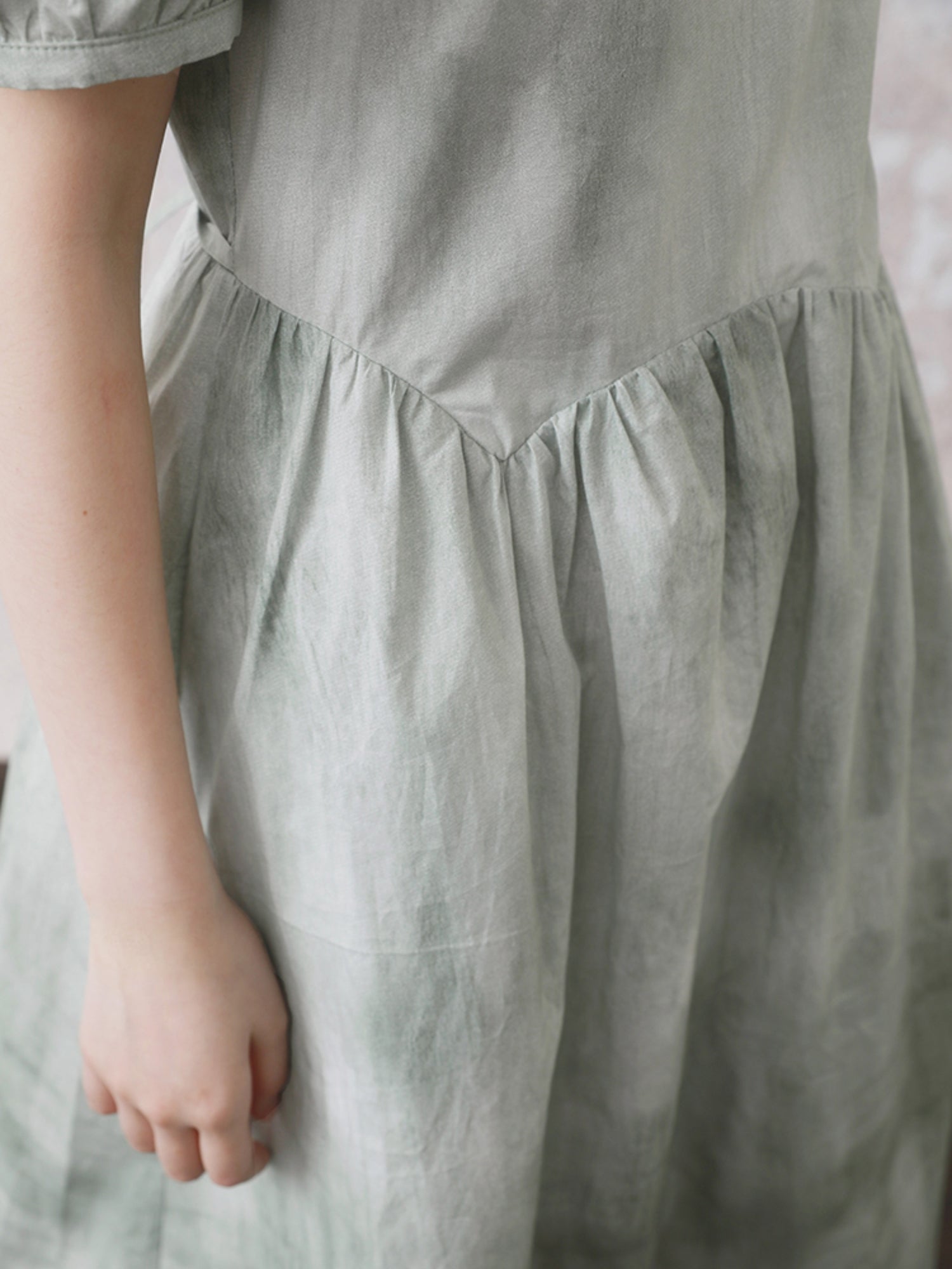 Chinese Style Tie-dye Puff Sleeve Dress