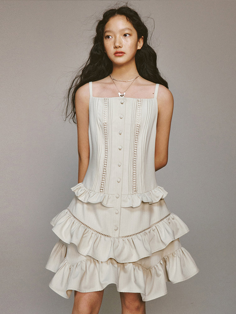 Layered Suspender Ruffle French Dress