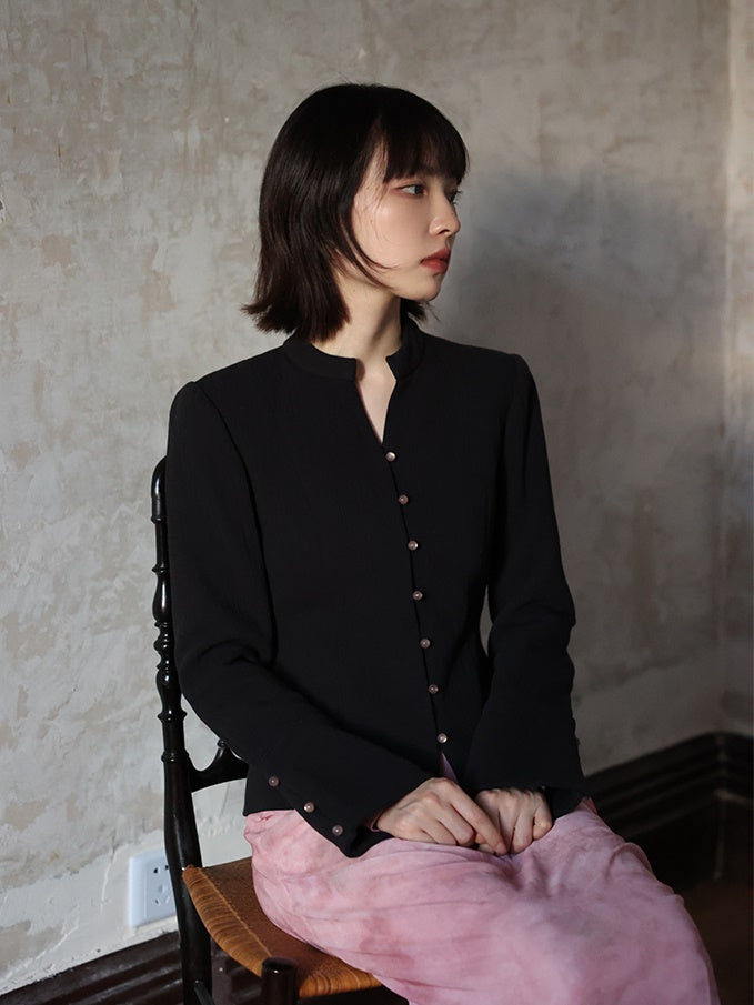 Chinese Style Mao Collar Short Shirt Jacket