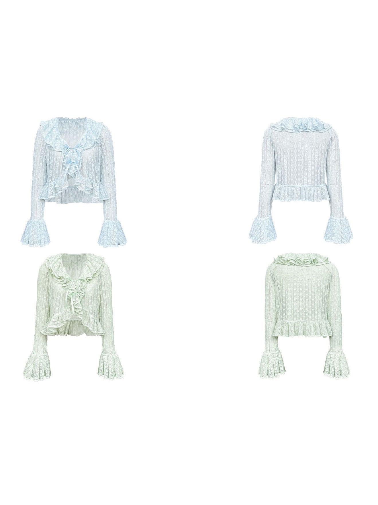 Ruffled Bell Sleeve Lace Cardigan