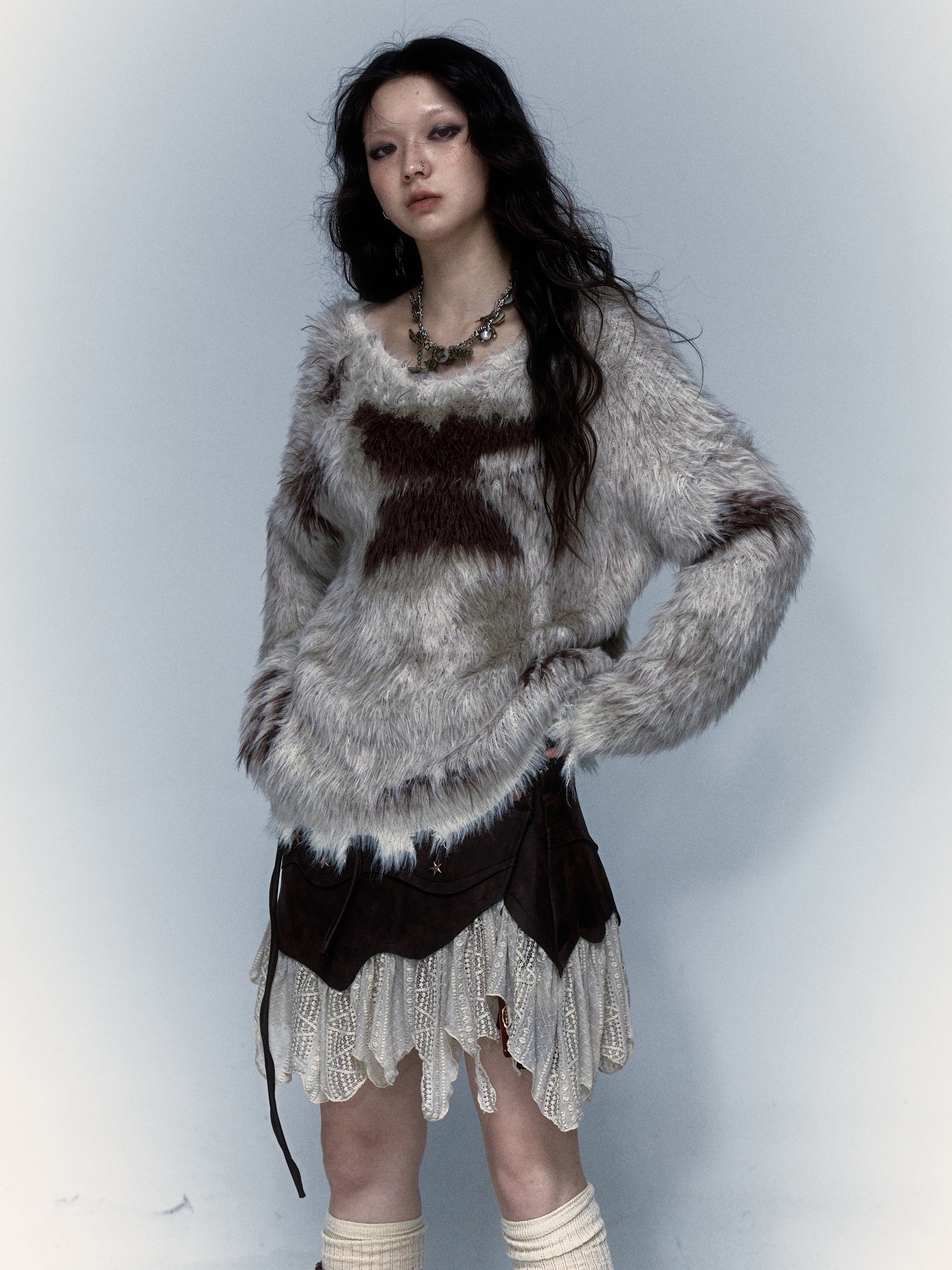 Jacquard Imitation Mink Loose Pullover